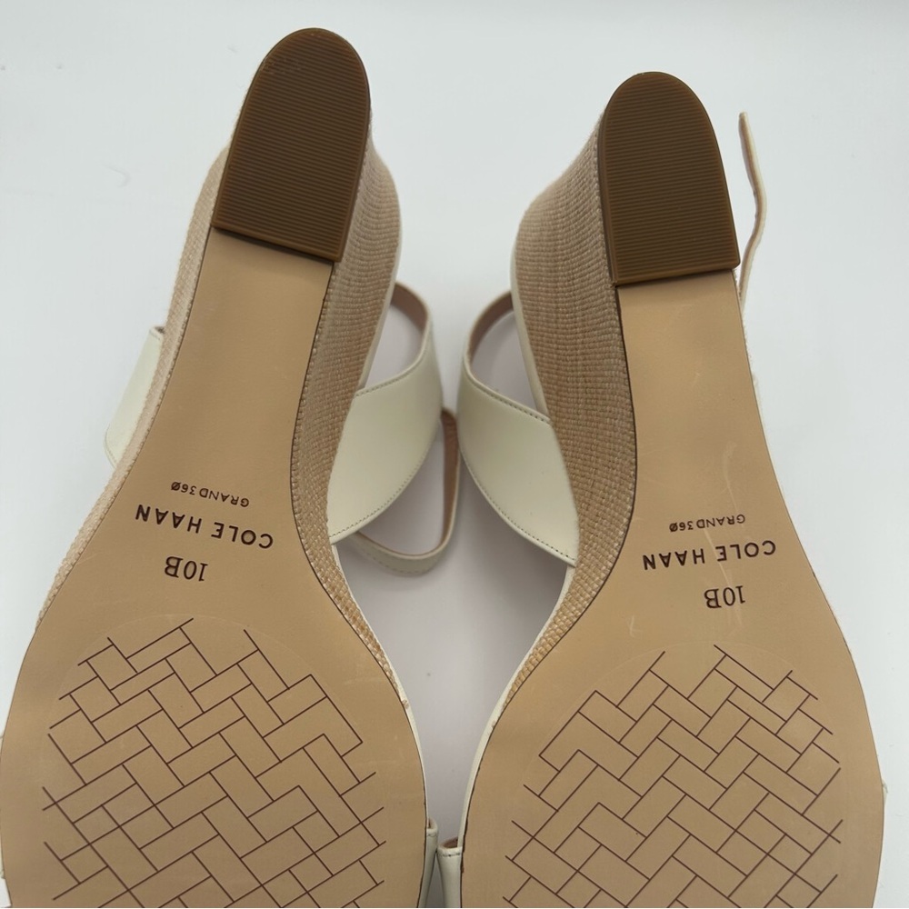 New Cole haan Womens Josie wedge sandal pump, ivory leather 10 B - Picture 8 of 10